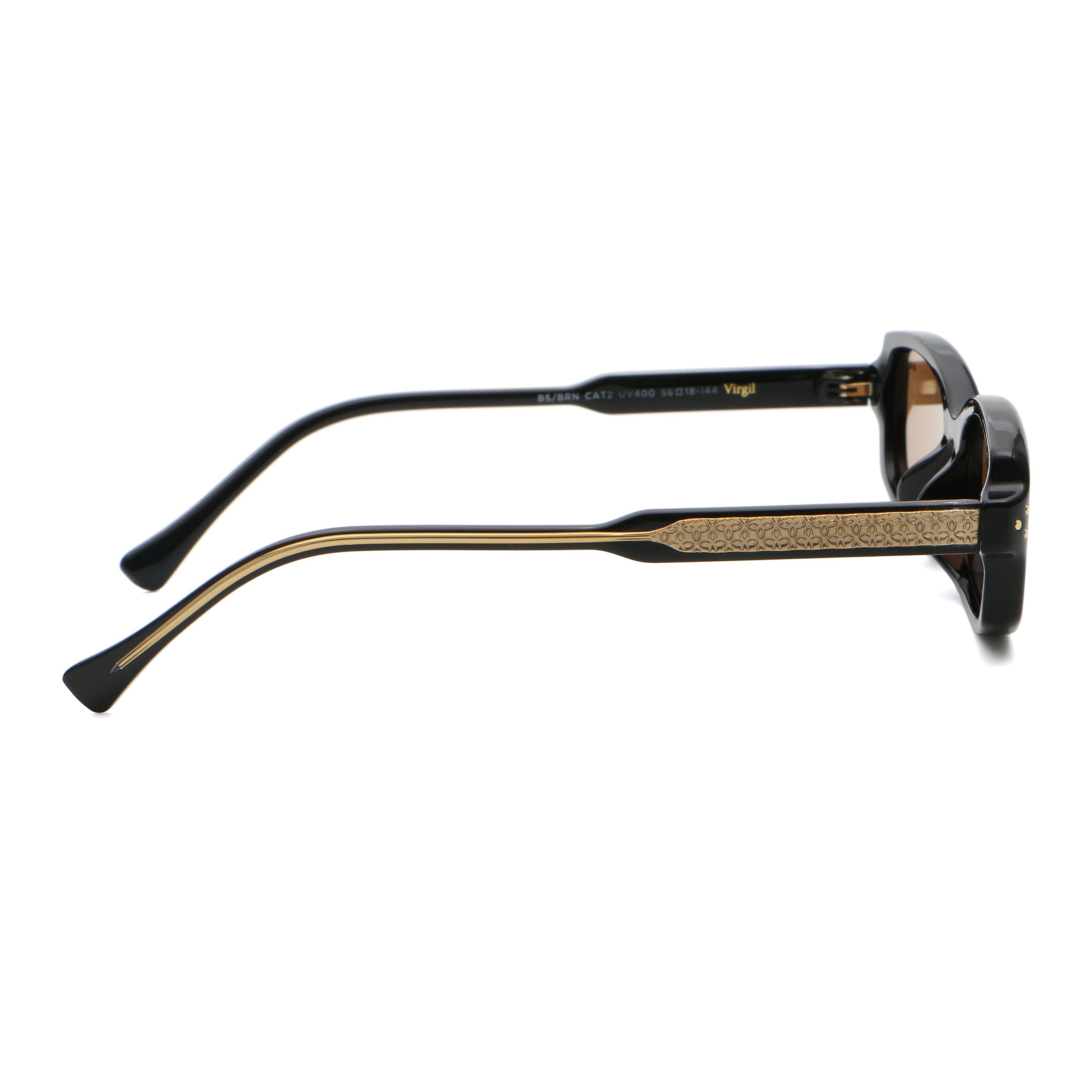 ÓCULOS DE SOL Virgil - Preto Brilhante - Lente Marrom