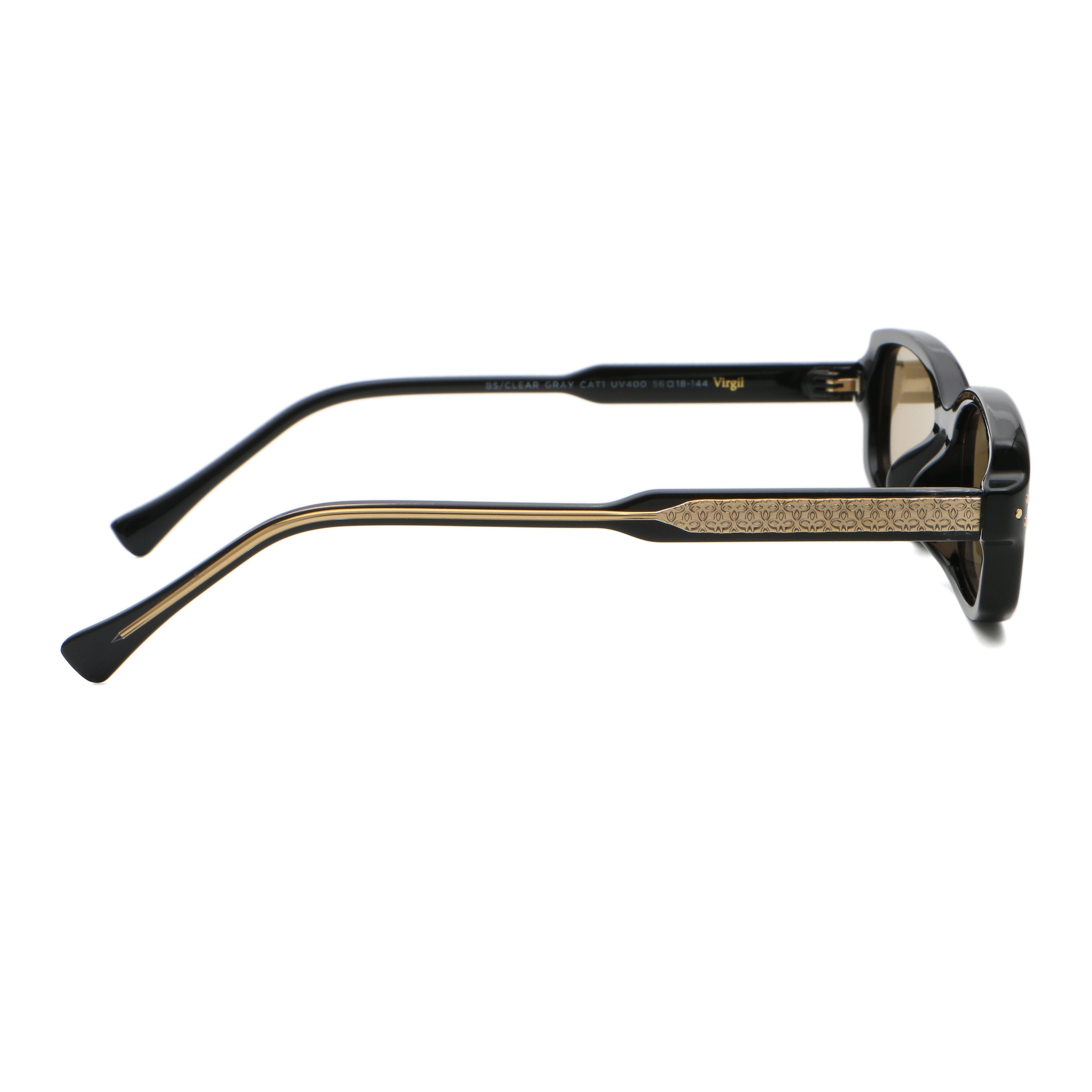 ÓCULOS DE SOL Virgil - Preto Brilhante - Lente Cinza Claro