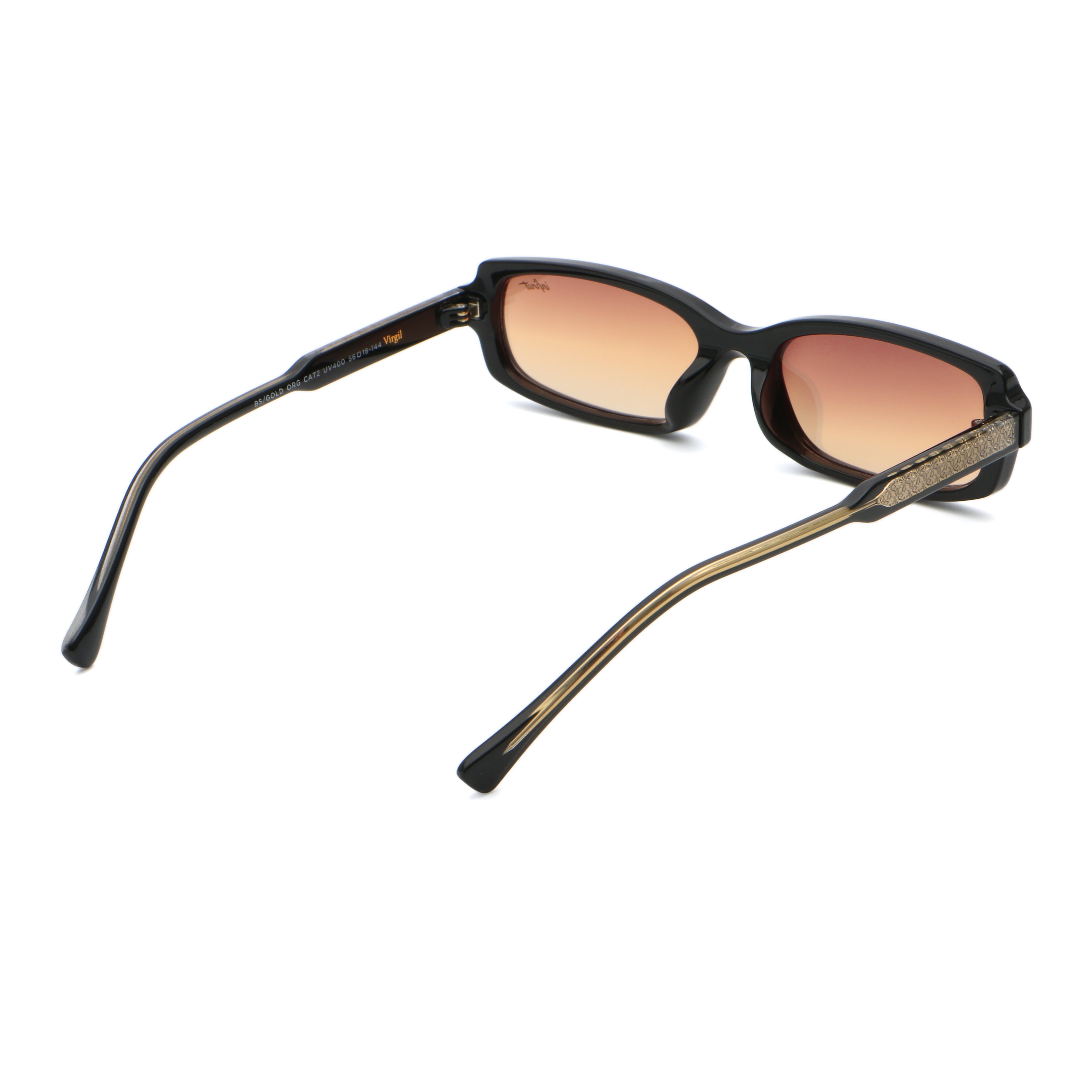 ÓCULOS DE SOL Virgil - Preto Brilhante Ouro - Lente Laranja